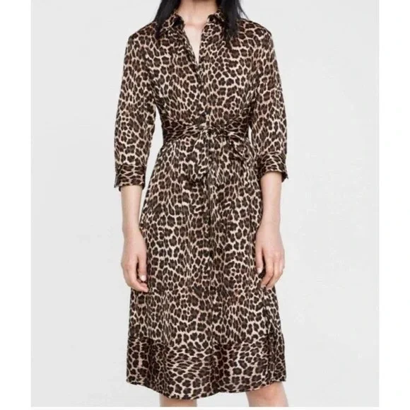 Zara | Dresses | Zara Leopard Print Midi Dress | Poshmark